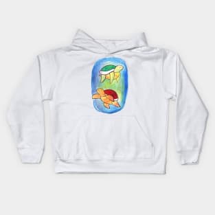 Swimming Watercolor Turtles Kids Hoodie